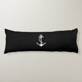 Coussins Longs Conception nautique noire et blanche d'Ancre (Devant)