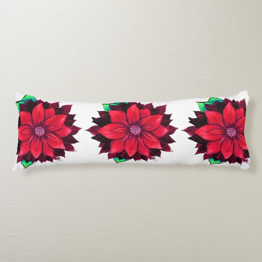 Coussins Longs Conception ROUGE CLASSIQUE de POINSETTIA (Devant)