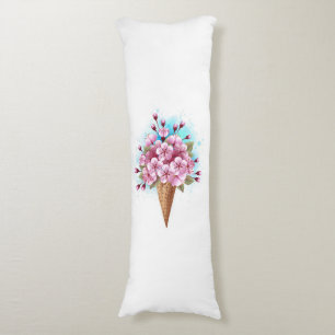 Coussins Longs Cône rose Sakura crème glacée gaufre