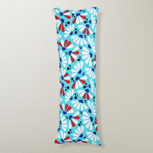 Coussins Longs Confetti de confleur sur le bleu tropical (Devant (Vertical))