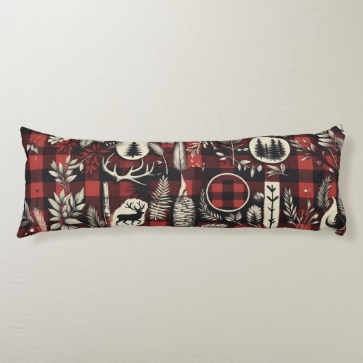 Coussins Longs Confort de chalet douillet – Plaid de buffle rouge (Devant)