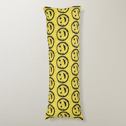 Coussins Longs Cool Sardé Joyeux visage souriant motif jaune (Devant (Vertical))