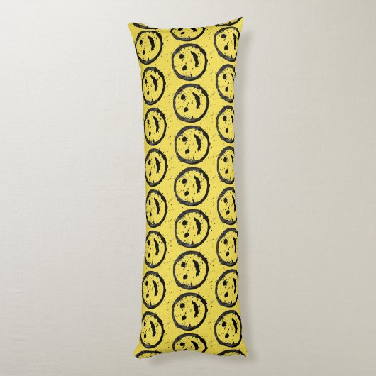 Coussins Longs Cool Sardé Joyeux visage souriant motif jaune (Dos (Vertical))
