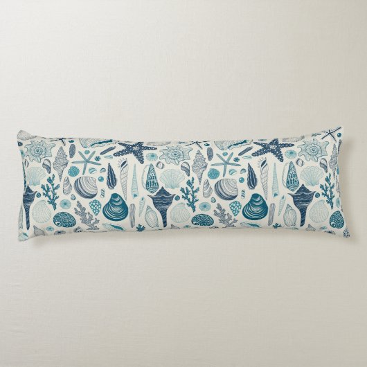 Coussins Longs Coques de mer sur le blanc (Dos)