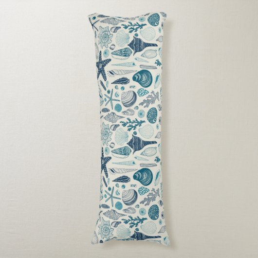 Coussins Longs Coques de mer sur le blanc (Devant (Vertical))