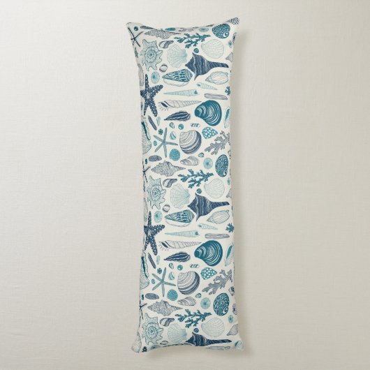 Coussins Longs Coques de mer sur le blanc (Dos (Vertical))