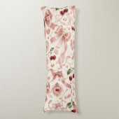 Coussins Longs Coquette Vintage Rose Bow & Cerise Esthétique (Devant (Vertical))