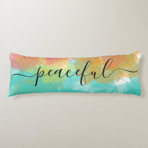 Coussins Longs Corail jaune turquoise aquarelle sommeil paisible