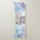 Coussins Longs Corps à l'aquarelle d'éléphant rêveur (Devant (Vertical))
