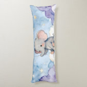 Coussins Longs Corps à l'aquarelle d'éléphant rêveur (Dos (Vertical))