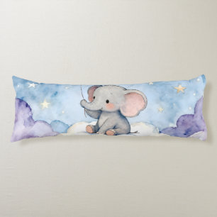 Coussins Longs Corps à l'aquarelle d'éléphant rêveur