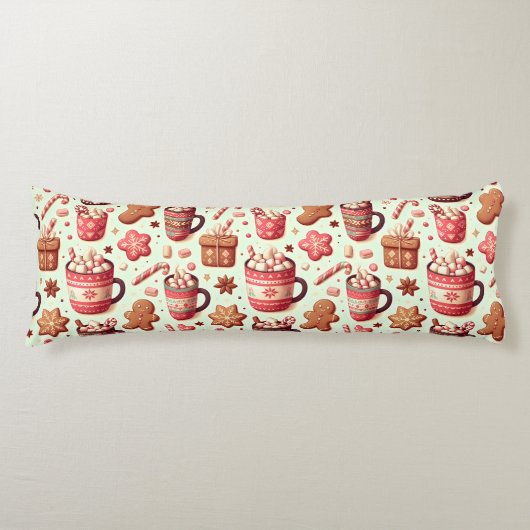 Coussins Longs Cosy Christmas Cocoa and Gingerpain Motif (Devant)