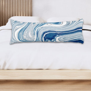 Coussins Longs côte plage nautique vagues aquarelle bleu tourbill