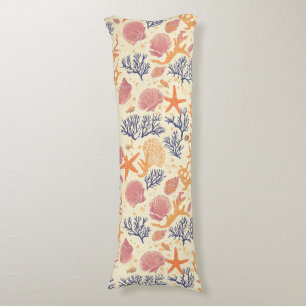 Coussins Longs Côtière rustique - Coquillages, Poissons étoilés,