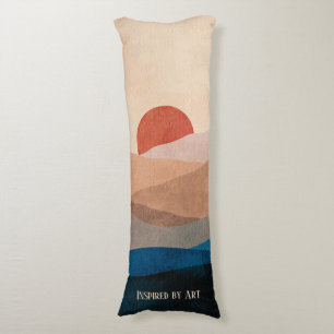 Coussins Longs Coucher de soleil dans les montagnes, Art aquarell