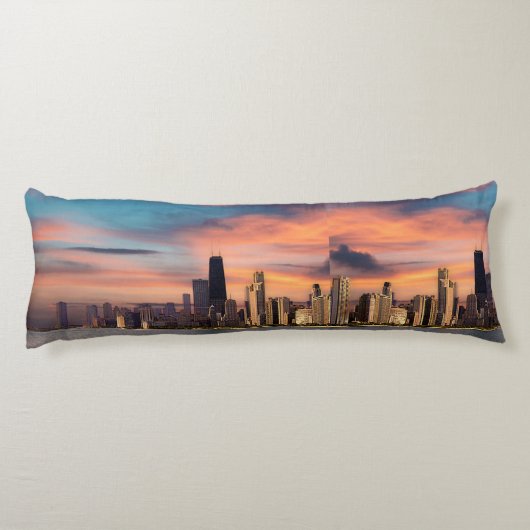 Coussins Longs Coucher de soleil profond sur Chicago (Dos)