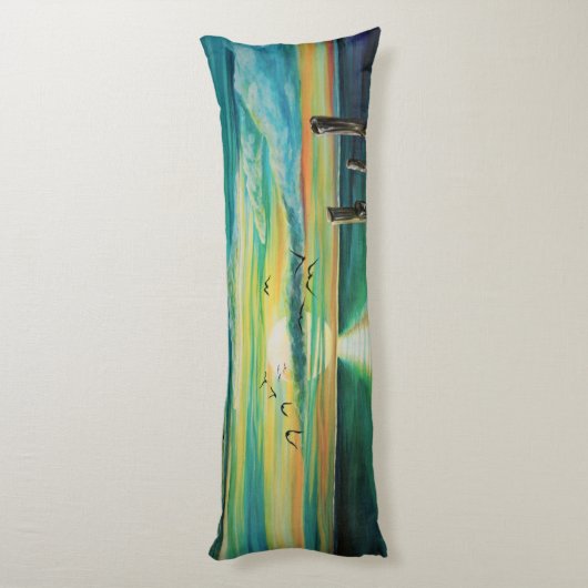 Coussins Longs Coucher du soleil d'Aqua (Dos (Vertical))