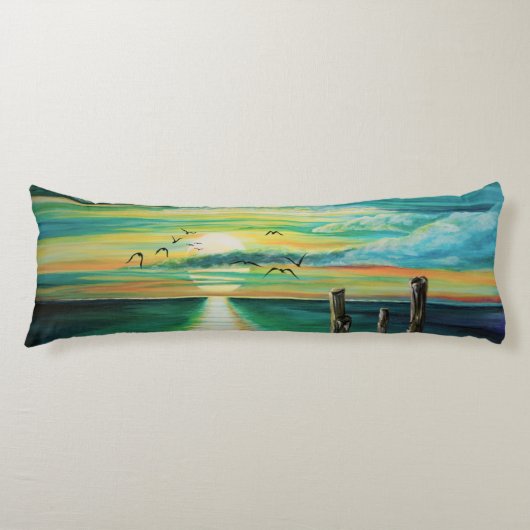Coussins Longs Coucher du soleil d'Aqua (Devant)
