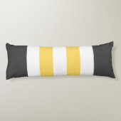 Coussins Longs Couleur mignonne Gris rayé et Jaune avec texte (Dos)