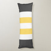 Coussins Longs Couleur mignonne Gris rayé et Jaune avec texte (Dos (Vertical))