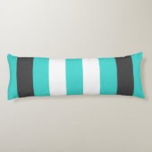 Coussins Longs Couleur mignonne Gris rayé et Motif bleu avec text (Dos)