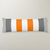 Coussins Longs Couleur mignonne gris rayé et orange avec texte (Dos)