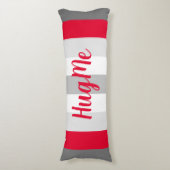 Coussins Longs Couleur mignonne Gris rayé et Rouge avec texte (Devant (Vertical))
