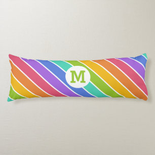 Coussins Longs Couleurs arc-en-ciel personnalisé monogramme couss