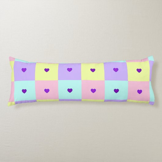 Coussins Longs Couleurs pastel & coeurs violets battre (Devant)