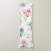 Coussins Longs Country Chic Blue Pink Floral Watercolor  (Devant (Vertical))