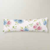 Coussins Longs Country Chic Blue Pink Floral Watercolor  (Devant)