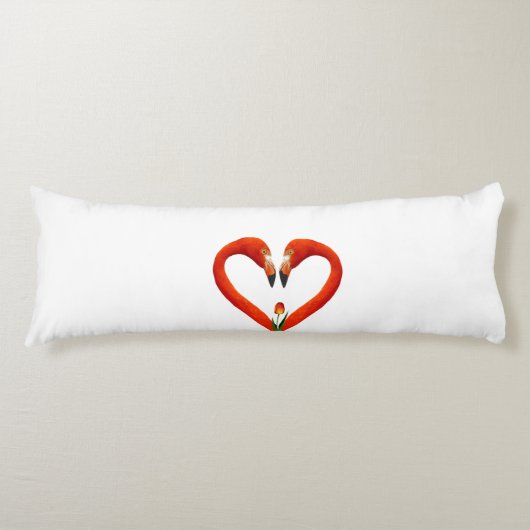 Coussins Longs Couple Flamant rose rose sur blanc (Devant)