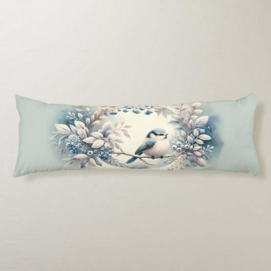 Coussins Longs Couronne de baies de merlebleu d'hiver (Devant)