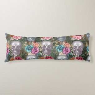 Coussins Longs Crâne Boho avec fleurs