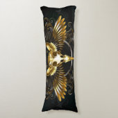 Coussins Longs Crâne d'oiseaux dorés sur arrière - plan noir (Devant (Vertical))