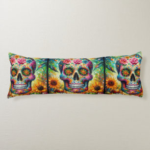 Coussins Longs Crâne sucre Dia De Los Muertos Jour des Morts