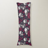 Coussins Longs Crânes gothiques et Motif de roses rouges (Devant (Vertical))