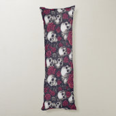 Coussins Longs Crânes gothiques et Motif de roses rouges (Dos (Vertical))