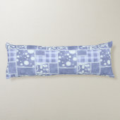 Coussins Longs Crazy Quilt Blue Gingham Floral Personalized  (Dos)