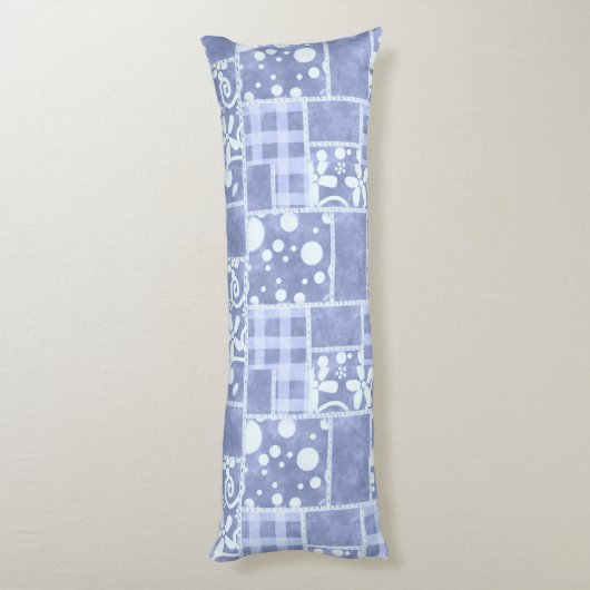 Coussins Longs Crazy Quilt Blue Gingham Floral Personalized (Dos (Vertical))