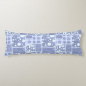 Coussins Longs Crazy Quilt Blue Gingham Floral Personalized  (Devant)
