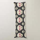 Coussins Longs Creepy Cute Kawaii Goth Skull with Flowers (Devant (Vertical))