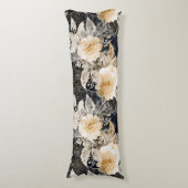 Coussins Longs Crème noire sauvage Léopard Animal Floral (Devant (Vertical))