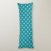 Coussins Longs Crochets blancs sur turquoise (Dos (Vertical))