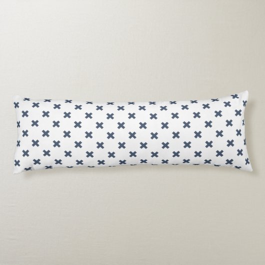 Coussins Longs Crochets bleu-gris sur blanc (Dos)
