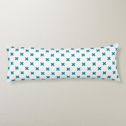 Coussins Longs Crochets turquoises sur blanc (Dos)