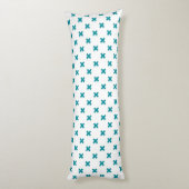 Coussins Longs Crochets turquoises sur blanc (Dos (Vertical))