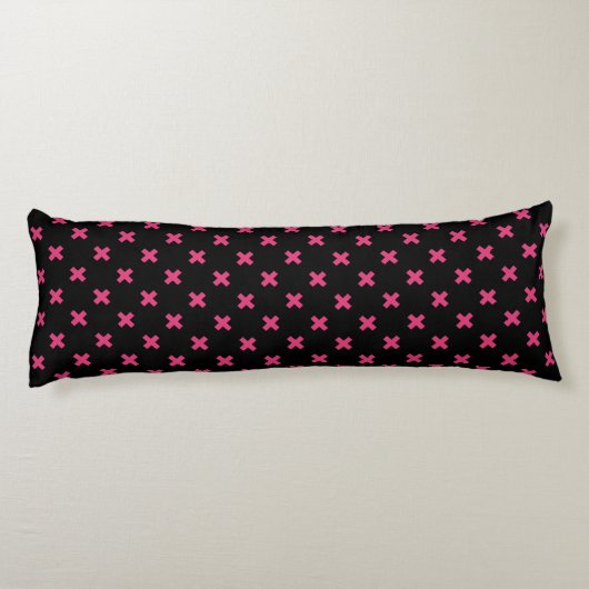 Coussins Longs Crochis Fuchsia sur noir (Dos)