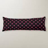 Coussins Longs Crochis Fuchsia sur noir (Devant)