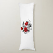 Coussins Longs Croissant mécanique avec roses rouges (Devant (Vertical))